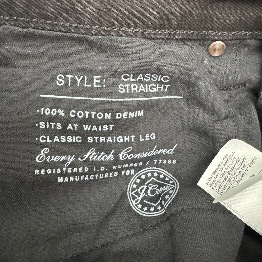 J.Crew Classic Straight Leg Denim Jeans Mens 31x30 Black Cotton Casual Stretch